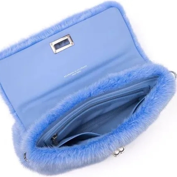 Brandon Blackwood Blue Fur Bag with Silver Chain - Picture 4 of 4